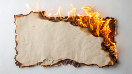 Burning parchment with flames at the edges, cut out  stock,abstract, visual