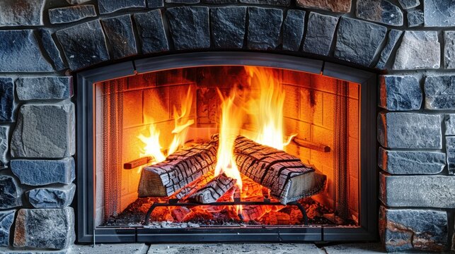 Stone Fireplace: A solid, heat-retaining structure crafted from stone or brick, offering a cozy, rustic ambiance while efficiently warming the room.
