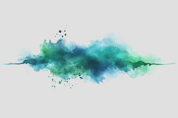 Obraz premium Watercolor painting featuring vibrant green and blue colors blending together in an abstract design with soft brush strokes and flowing patterns on textured paper