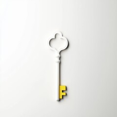 Elegant white and gold baroque key illustration minimalist style