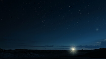Obraz premium A single bright star in an otherwise dark night sky