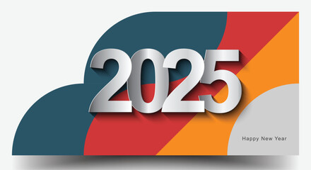 Happy New Year 2025 Background. Elegant Colorfull 2025 Logo Number Poster Designs For a 2025 Poster And Calendar. Minimal Geometric Posters Set.