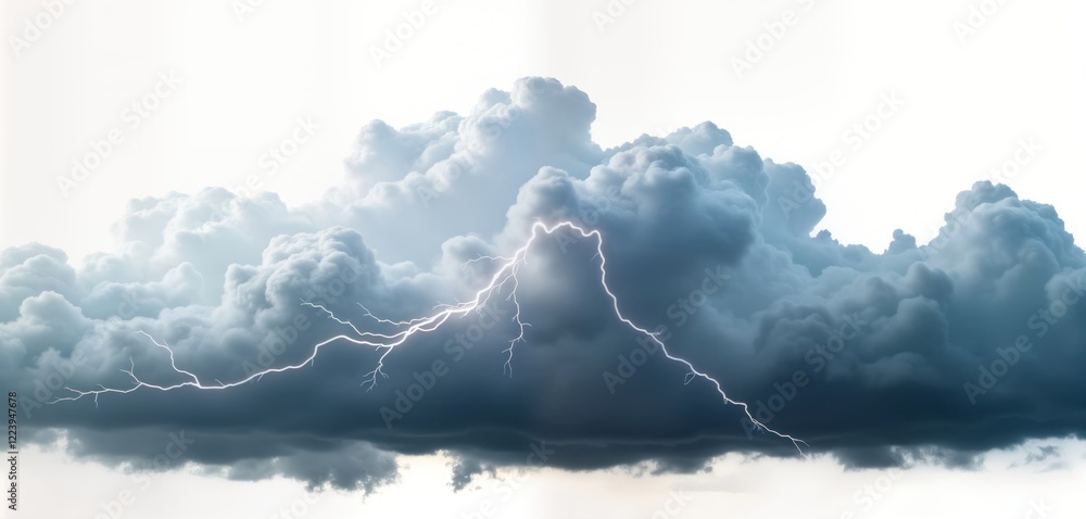 Poster dramatic storm clouds with bright lightning fill sky. dark ominous clouds. powerful weather. isolate