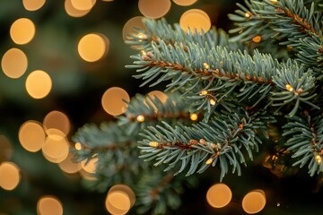 Glowing Tree Branches with Warm Lights and Bokeh
