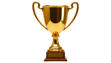 Golden Trophy Cup with Wooden Base Symbolizing Victory and Achievement

