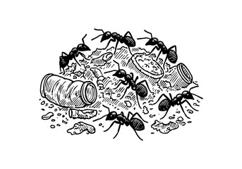 Ant hand drawn Illustration Sketch Vector Isolated