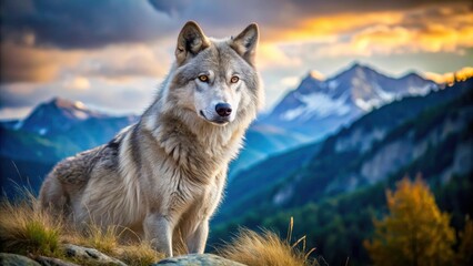 Fototapeta premium Majestic Abruzzo Wolf, Italian Shepherd Dog, Lupo Appenninico, Italian Wolfdog, Canine Portrait, Italian Mountain Dog, Wolf-like Dog Breed