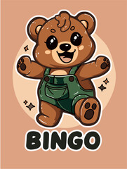 Cool cartoon vector bear illustration for baby and kids t-shirt design