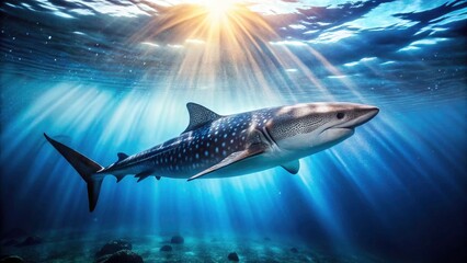 Obraz premium Majestic Whale Shark Ocean Deep Blue Wildlife Photography Underwater Animal Sea Creature