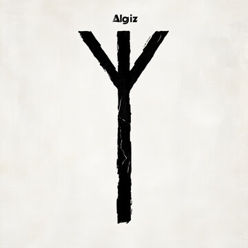  An image of the Algiz rune, created in a minimalist style with black lines on a light background