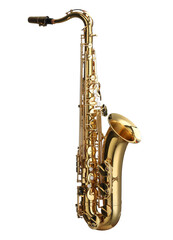 Naklejka premium Jazz. One beautiful saxophone isolated on white
