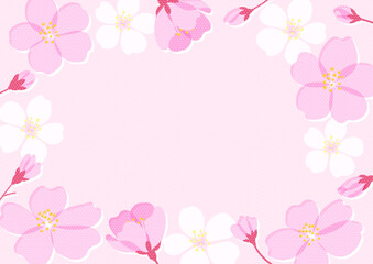 Fototapeta premium 桜のフレーム背景 – レトロなステンシル桜の花のボーダーデザイン