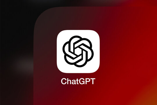 ChatGPT app logo on the modern digital gradient background. Artificial intelligence chatbot. Valencia, Spain - January 28th 2025