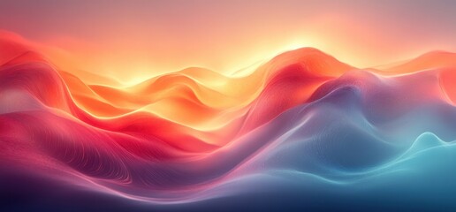Obraz premium Vibrant Abstract Dynamic Wave Background in Red and Teal with Smooth Gradients and Soft Backlighting for Graphic Design