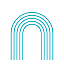 Bold minimalist arch sticker. Abstract shape in modern style. A simple figure with curves and lines, this icon embodies brutalism and y2k aesthetics. Perfect for trendy designs contemporary graphics.