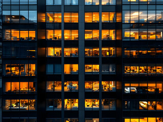 City office building night lights