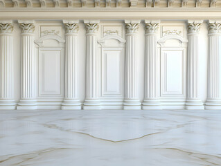 Fototapeta premium Classic columns, marble floor, palace interior, design