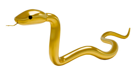 3D gold stylized snake raising its head
