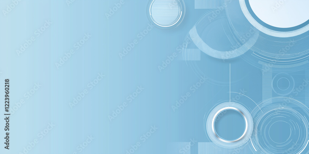 Fototapete abstract blue background showing intertwined circles and lines creating modern design
