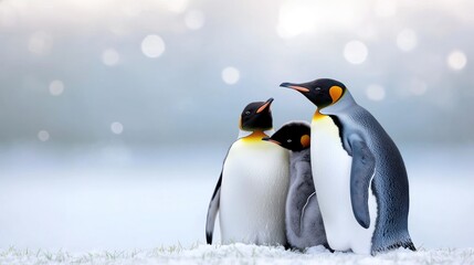 Fototapeta premium King Penguin Family in Winter