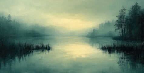 Fototapeta premium Abstract Soft Gradient Green and Gray Landscape Background with Dreamy Atmosphere and Gentle Brush Strokes for Design Projects