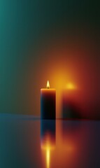 A single candle burning brightly. AI.