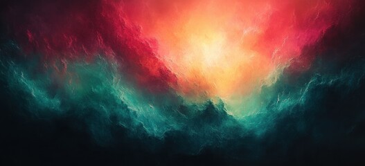 Fototapeta premium Vibrant Abstract Art Glowing Gradient Green Pink Noise Texture Against Dark Background