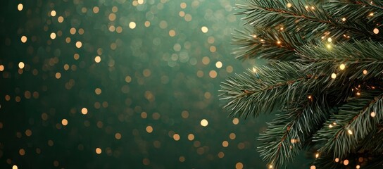 Luminous Tree Branches with Sparkling Lights and Festive Background