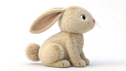 Skin coloured stuffed soft rabbit isolated on white