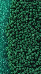 Obraz premium Abstract Digital Background Featuring Lush Green Foliage with Glowing Particles Creating a Mystical Atmosphere