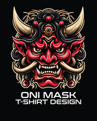 Fototapeta premium Oni Mask Vector T Shirt Design