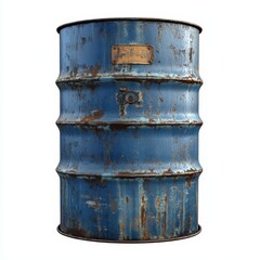 Obraz premium Rusty blue metal drum isolated on white. (1)