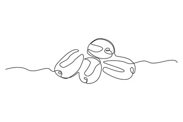 Minimalist dates fruit continuous line art drawing. Vector illustrations.
