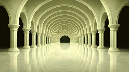 Elegant arched hallway, palace interior