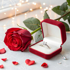 valentine day wishes with rose and ring