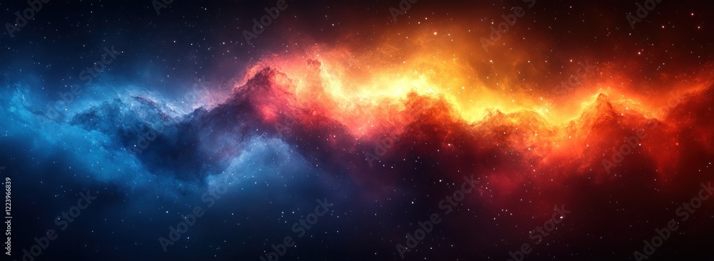 Aufkleber cool blue warm red abstract expressionism gradient background dreamy serene color transitions light 