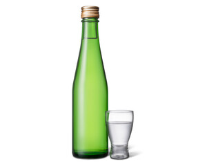 グラスに注がれた日本酒とボトル