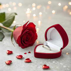 valentine day wishes with rose and ring