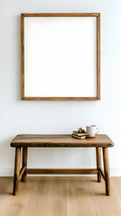 Empty frame on wall above bench