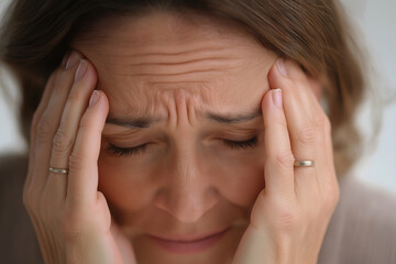 Fototapeta premium Woman experiencing intense headache and stress