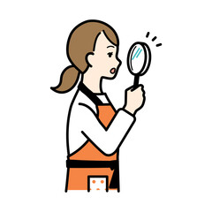 Illustration of image of housewife doing research in housework and daily life.
