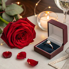valentine day wishes with rose and ring
