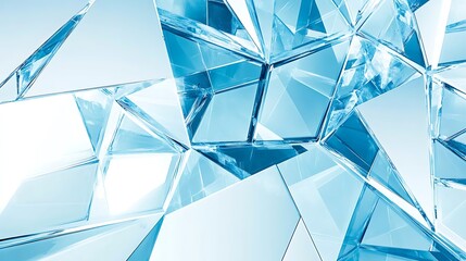 Abstract Blue Crystal Fragmentation Displaying Geometric Shapes