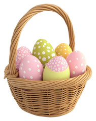 PNG Eggs in the basket colorful pastel easter.