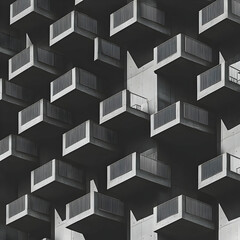 Geometric balconies, city building, urban design, architectural pattern