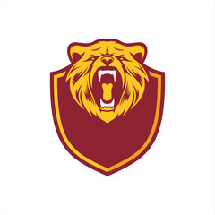 Roaring bear with blank shield export illustrator logo design