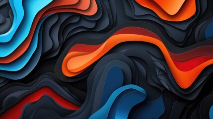 Obraz premium abstract shape and pattern in dark colors,orange,and blue