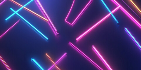 Obraz premium Vibrant neon light streaks on dark background