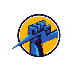 Blue fist and light illustration logo design
