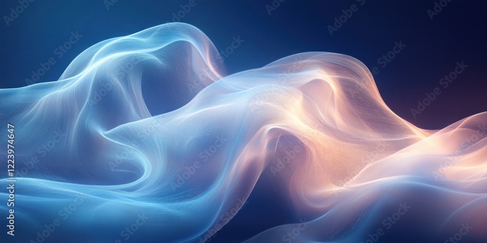 Poster abstract blue gradient background with soft focus and smooth curved lines for elegant digital art